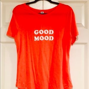 NWT. Orange soft "Good Mood" t-shirt.